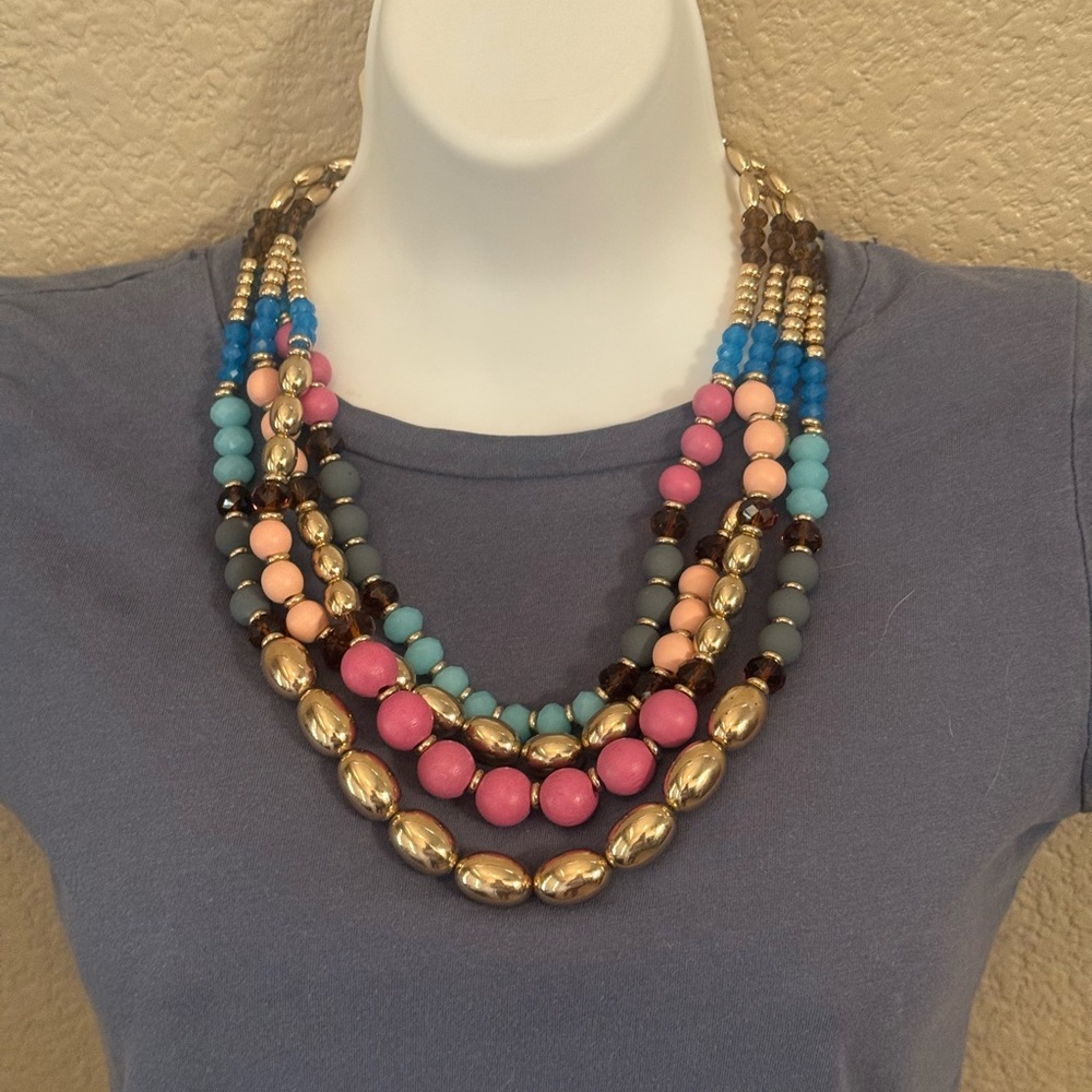 NWT Sophia & Kate Gold and Multicolor Beaded Necklace and Earring Set - Picture 2 of 15